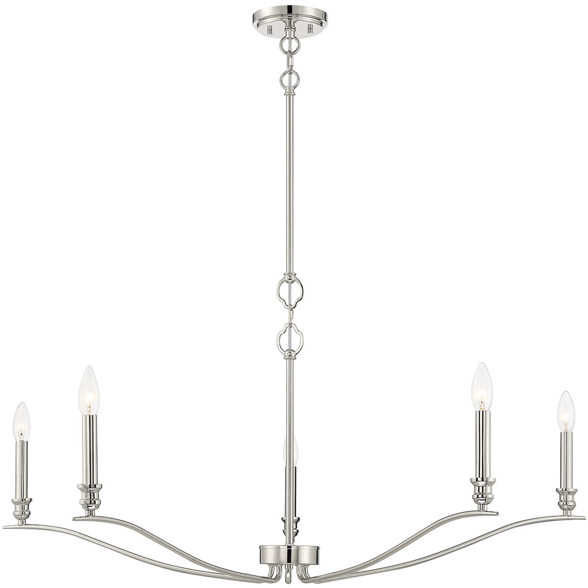 Transitional 5 Light 42 inch Polished Nickel Chandelier Ceiling Light