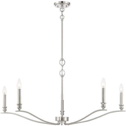 Transitional 5 Light 42 inch Polished Nickel Chandelier Ceiling Light