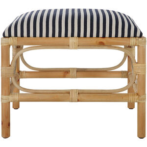 Laguna Navy and White with Naturally Finished Solid Wood Bench, Small