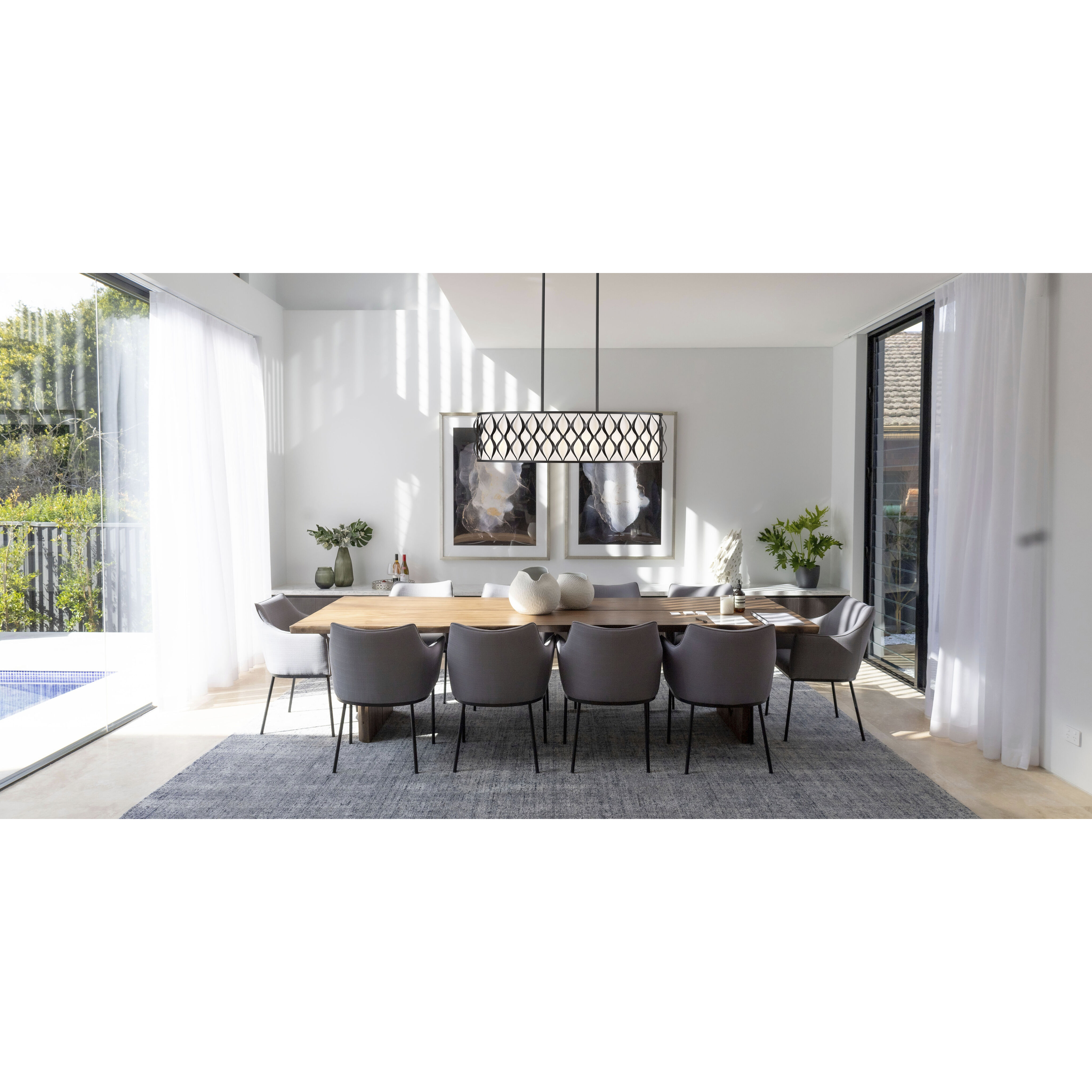 Harden 10 Light 43 inch Matte Black Linear Chandelier Ceiling Light