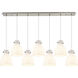 Newton Bell 7 Light 51.75 inch Brushed Satin Nickel Linear Pendant Ceiling Light in White Glass