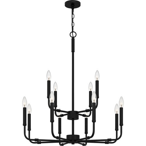 Abner 12 Light 28 inch Matte Black Chandelier Ceiling Light