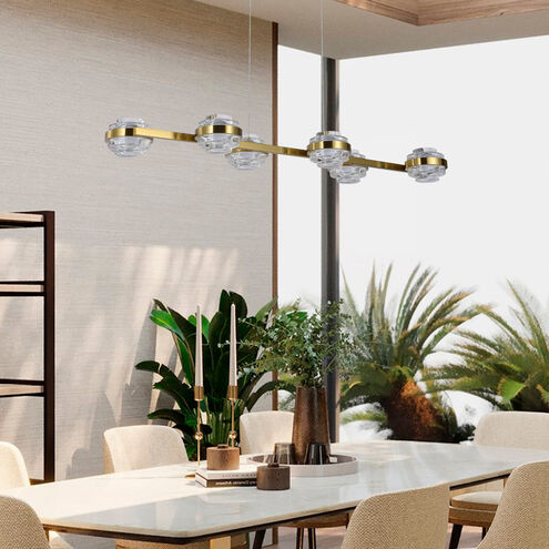 Milano Series Linear Chandelier Ceiling Light in Antique Brass, Artisan Collection