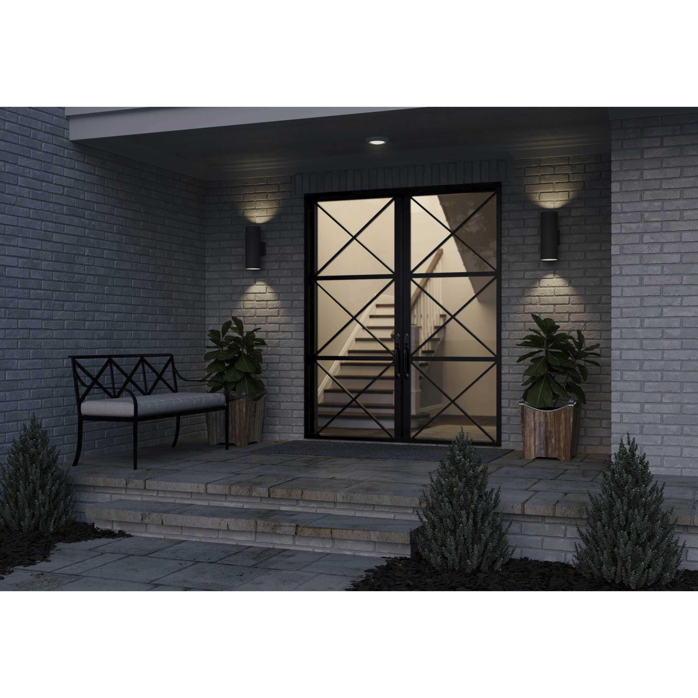 Cylinder Outdoor Wall Mount Up/Down Cylinder in Black, LED Lamping, Progress LED