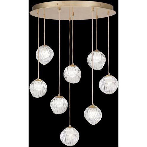 Nest 8 Light 34.5 inch Gold Pendant Ceiling Light in White Studio Glass