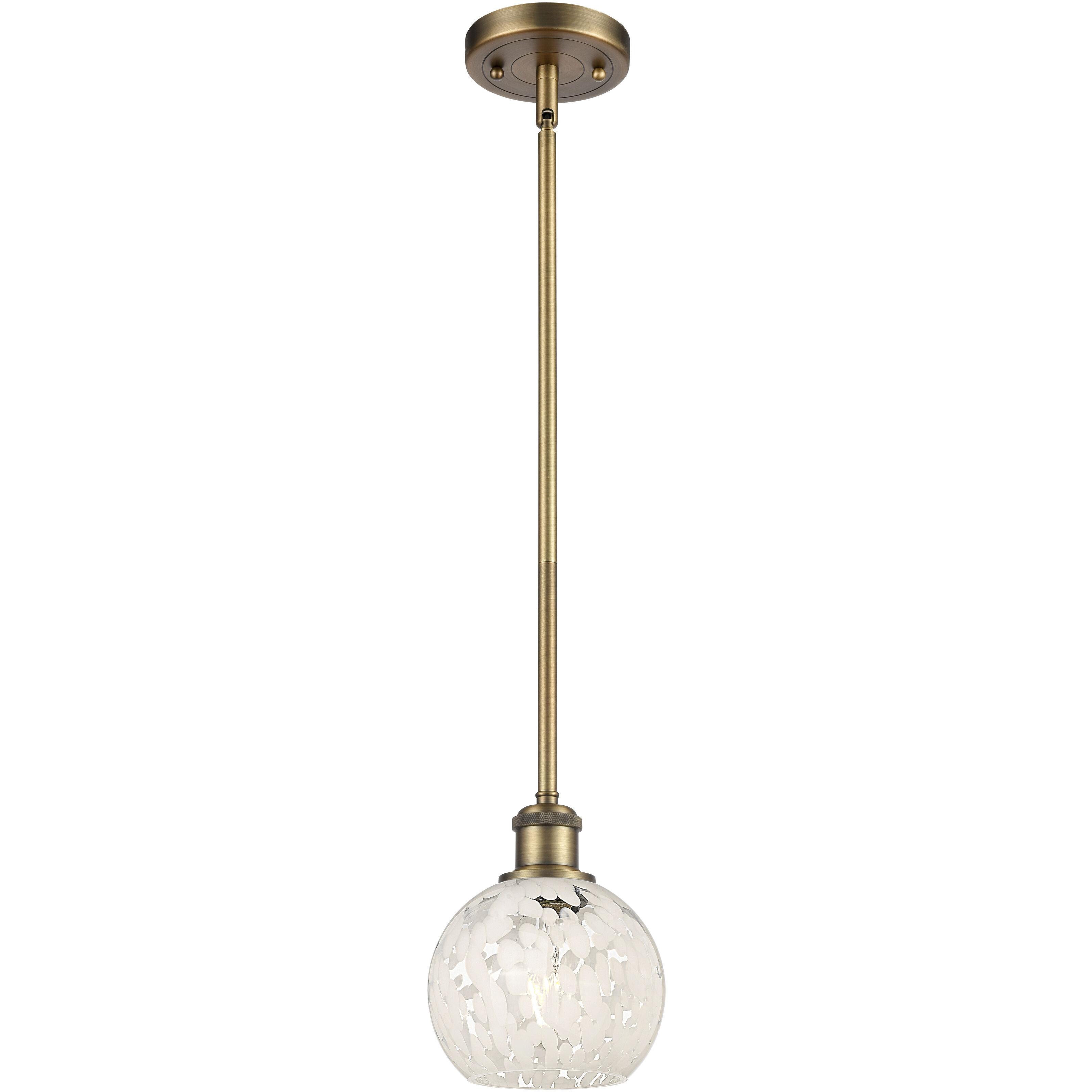 Ballston White Mouchette 1 Light 6 inch Brushed Brass Stem Hung Mini Pendant Ceiling Light