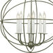 Globe 6 Light 22 inch Aged Silver Chandelier Ceiling Light