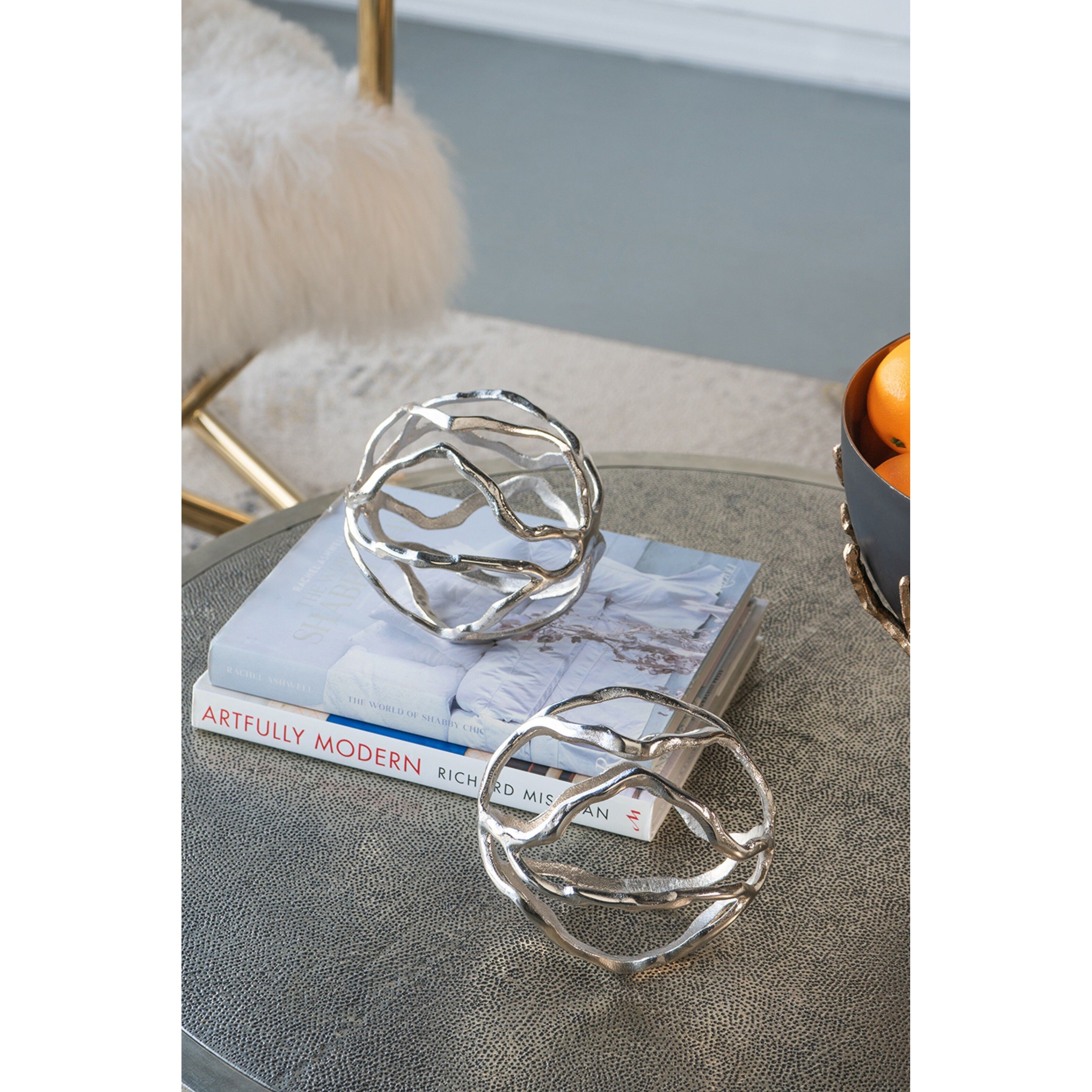 Wave Sphere Silver Accent Decor