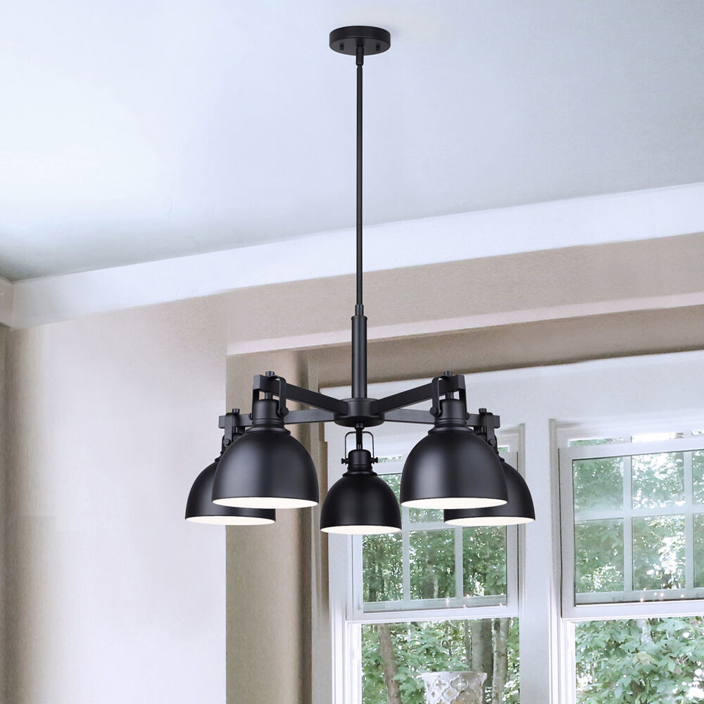 Polo 5 Light 25 inch Black Chandelier Ceiling Light