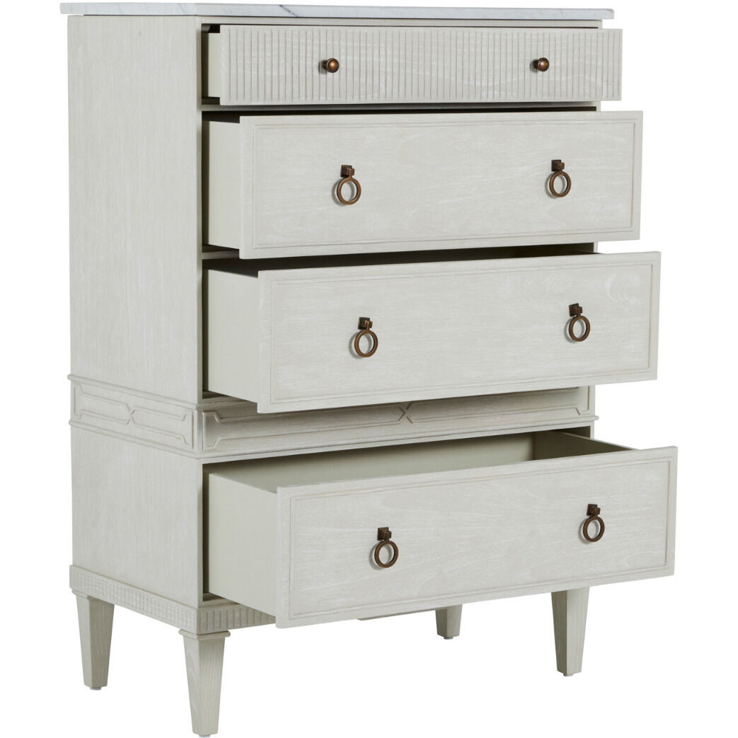 Archie Cerused White / Agros White Stone / Antique Bronze Cabinet