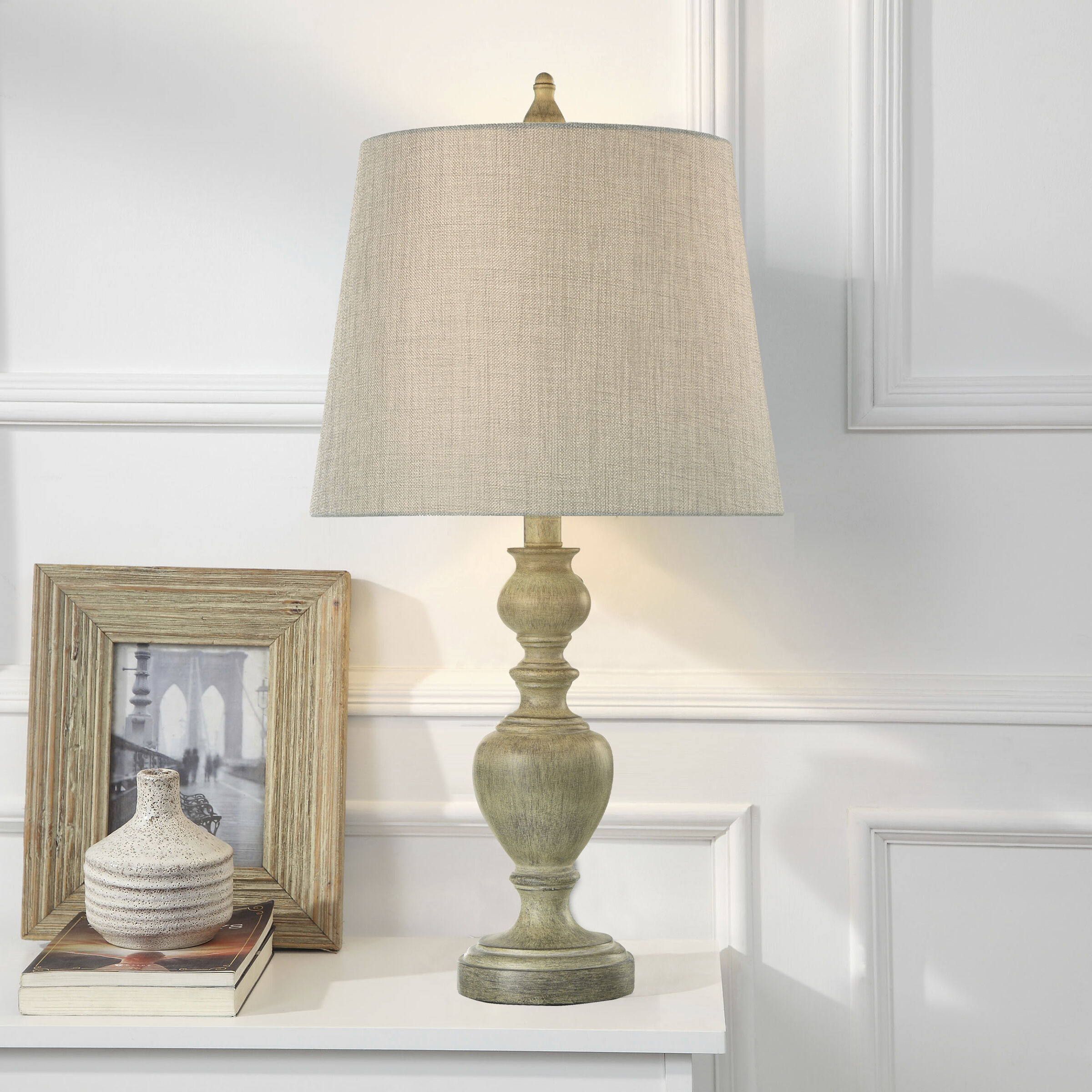 StyleCraft Home Collection L27726DS Signature 25 inch 60 watt Distressed Gray and Cream Table Lamp Portable Light