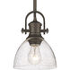 Yep Hines 1 Light 6.88 inch Rubbed Bronze Pendant Ceiling Light in Seeded Glass