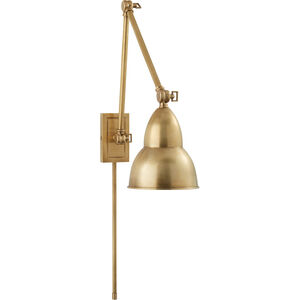French Library2 16 inch 15.00 watt Hand-Rubbed Antique Brass Double Arm Wall Lamp Wall Light
