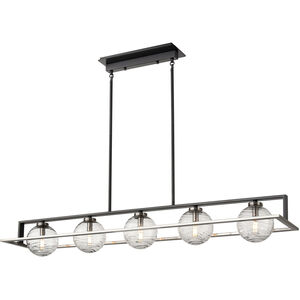 Tropea 5 Light 42 inch Satin Nickel and Graphite Linear Ceiling Light