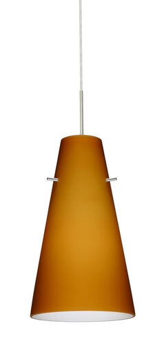 Cierro LED Satin Nickel Pendant Ceiling Light in Amber Matte Glass
