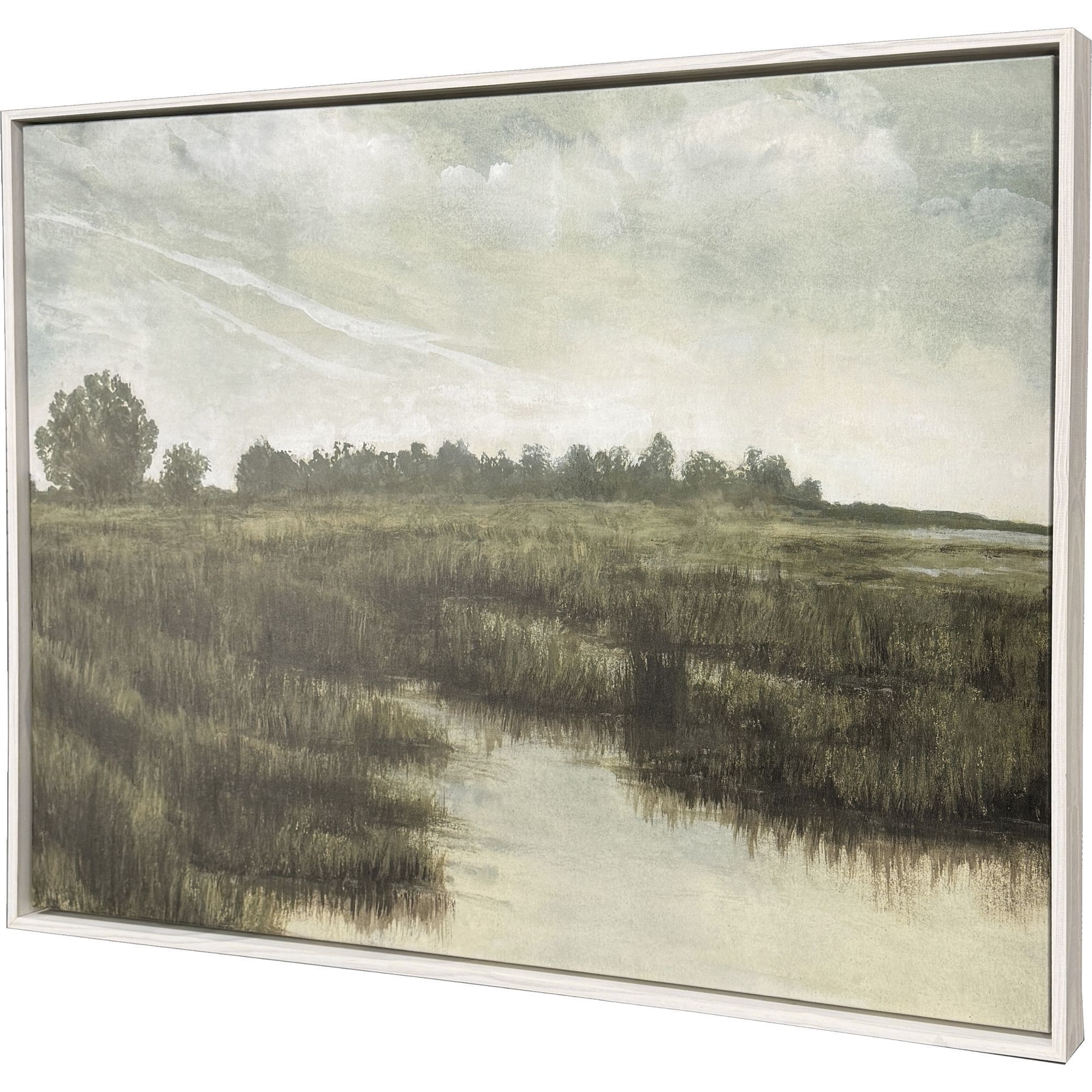 Overcast Inlet Green and Beige and Brown and Neutral Canvas