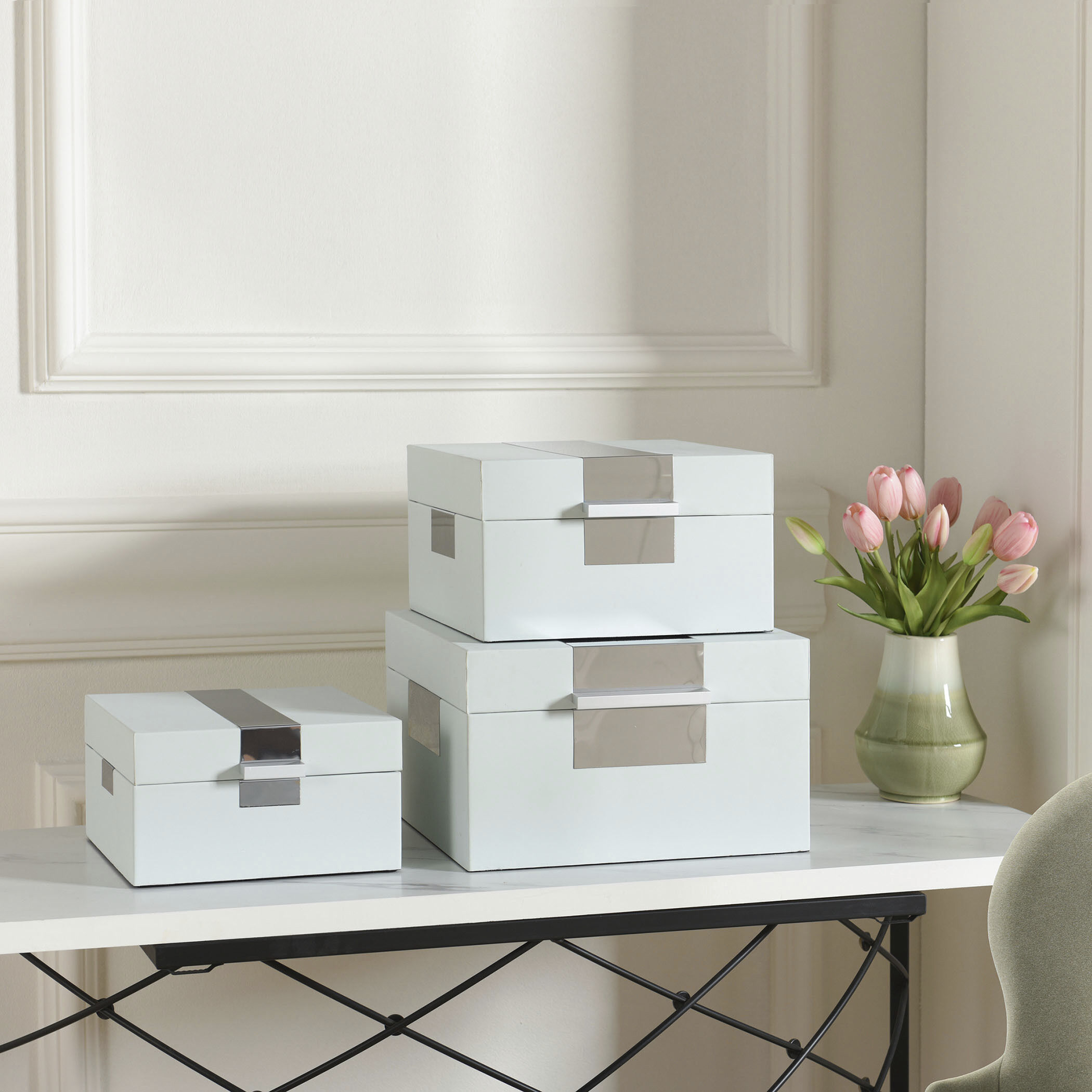 John Whisper Blue and Brushed Silver Accessory Box Set