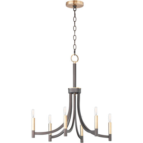 Lyndon 6 Light 28 inch Bronze/Antique Brass Chandelier Ceiling Light in Bronze and Antique Brass