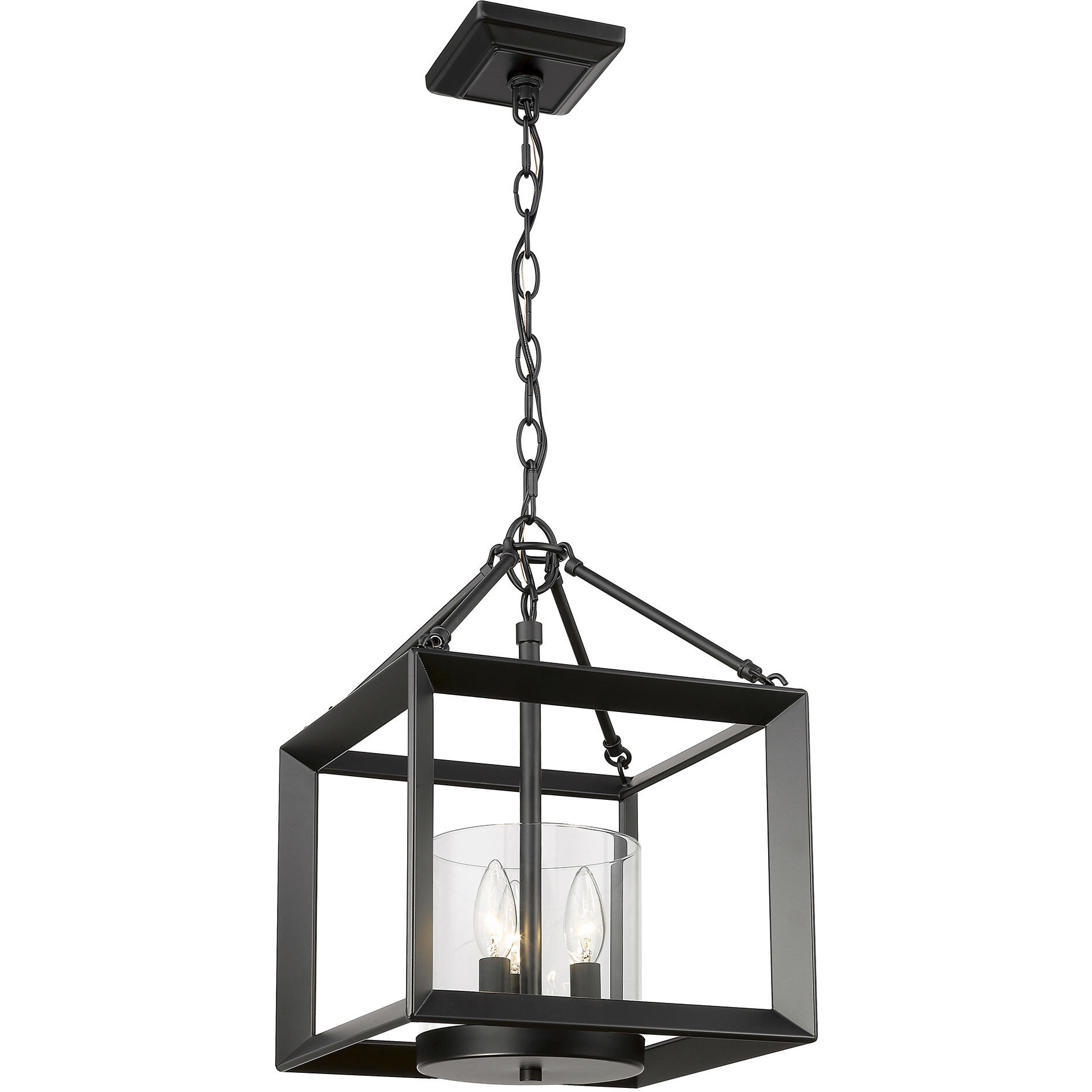 Smyth 3 Light 11.75 inch Matte Black Semi-Flush Mount Ceiling Light in Clear Glass