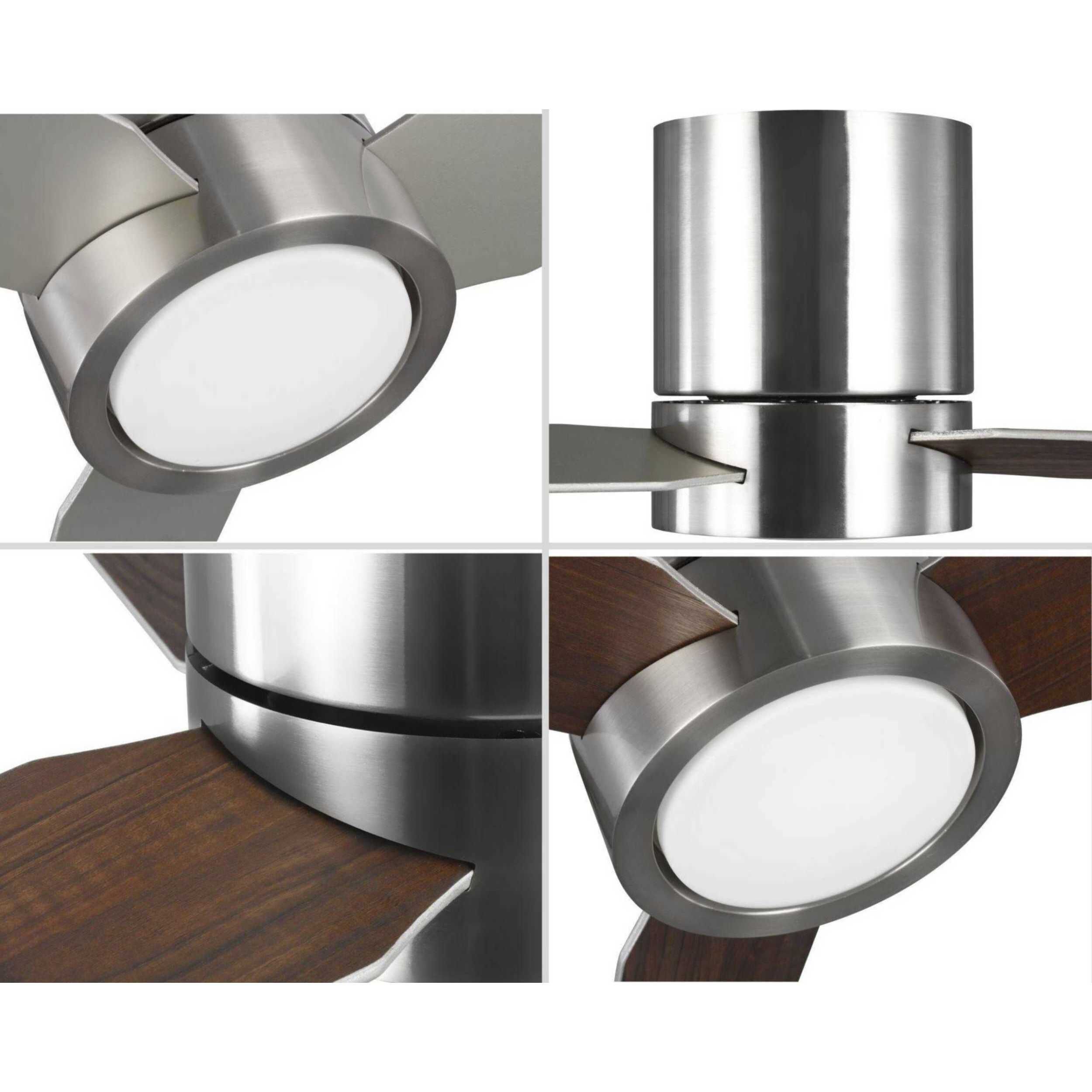 Chase 56 inch Brushed Nickel with Silver/American Walnut Blades Hugger Ceiling Fan, Progress LED