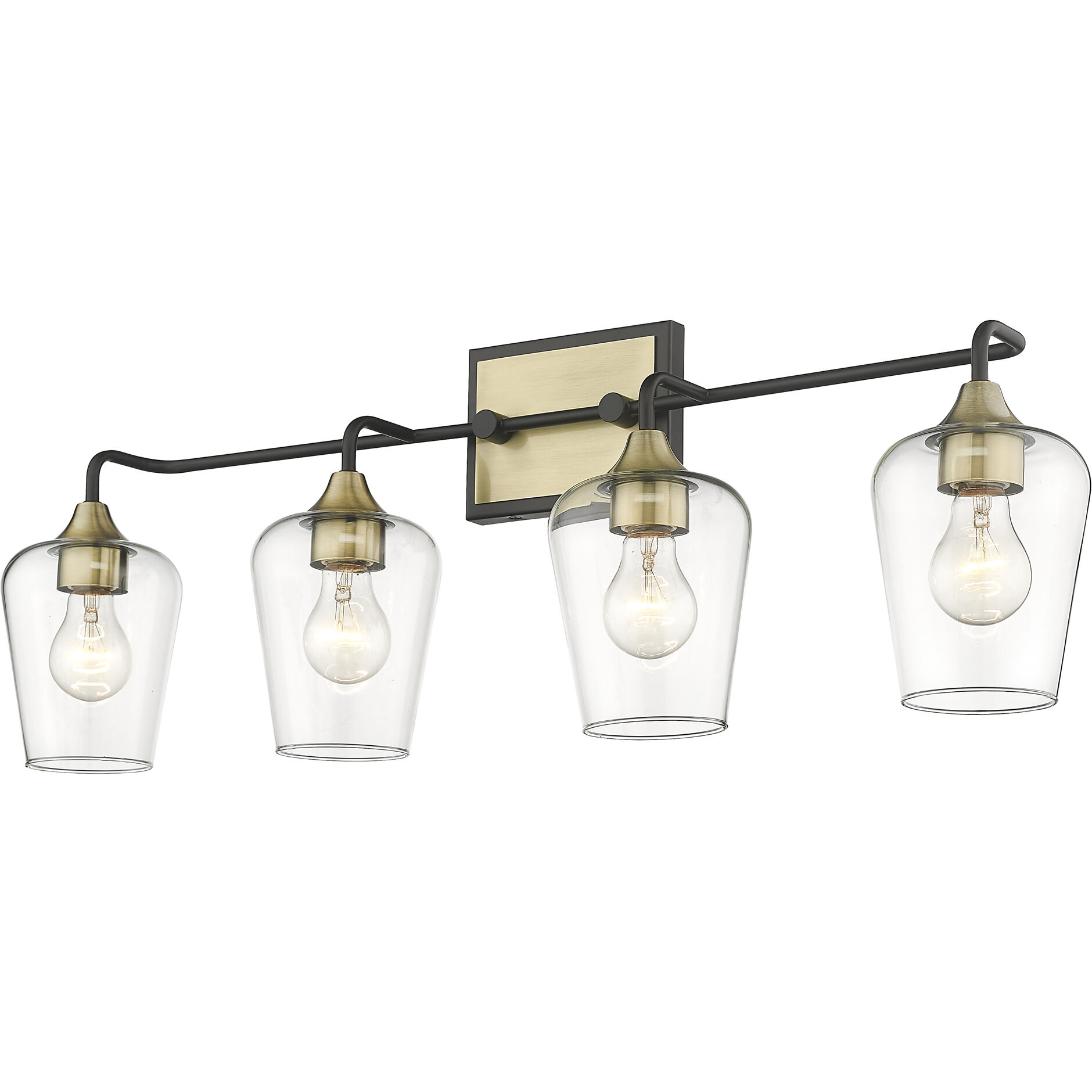 Gladys 4 Light 32 inch Matte Black and Antique Brass Vanity Light Wall Light