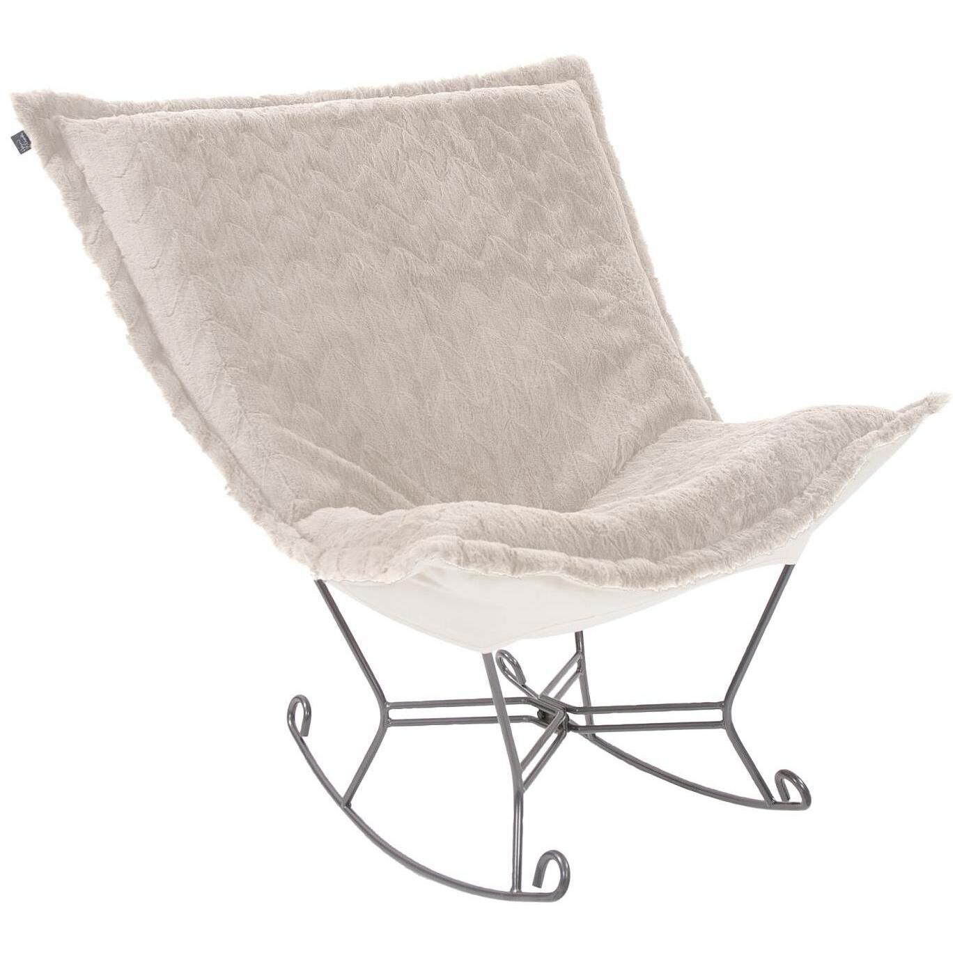 Puff Angora Natural Scroll Rocker with Cover