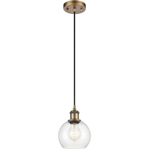 Ballston Athens 1 Light 6 inch Brushed Brass Mini Pendant Ceiling Light in Clear Glass