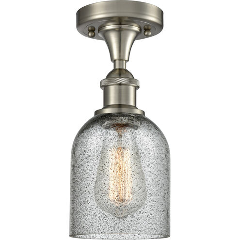 Ballston Caledonia 1 Light 5 inch Brushed Satin Nickel Semi-Flush Mount Ceiling Light in Charcoal Glass, Ballston