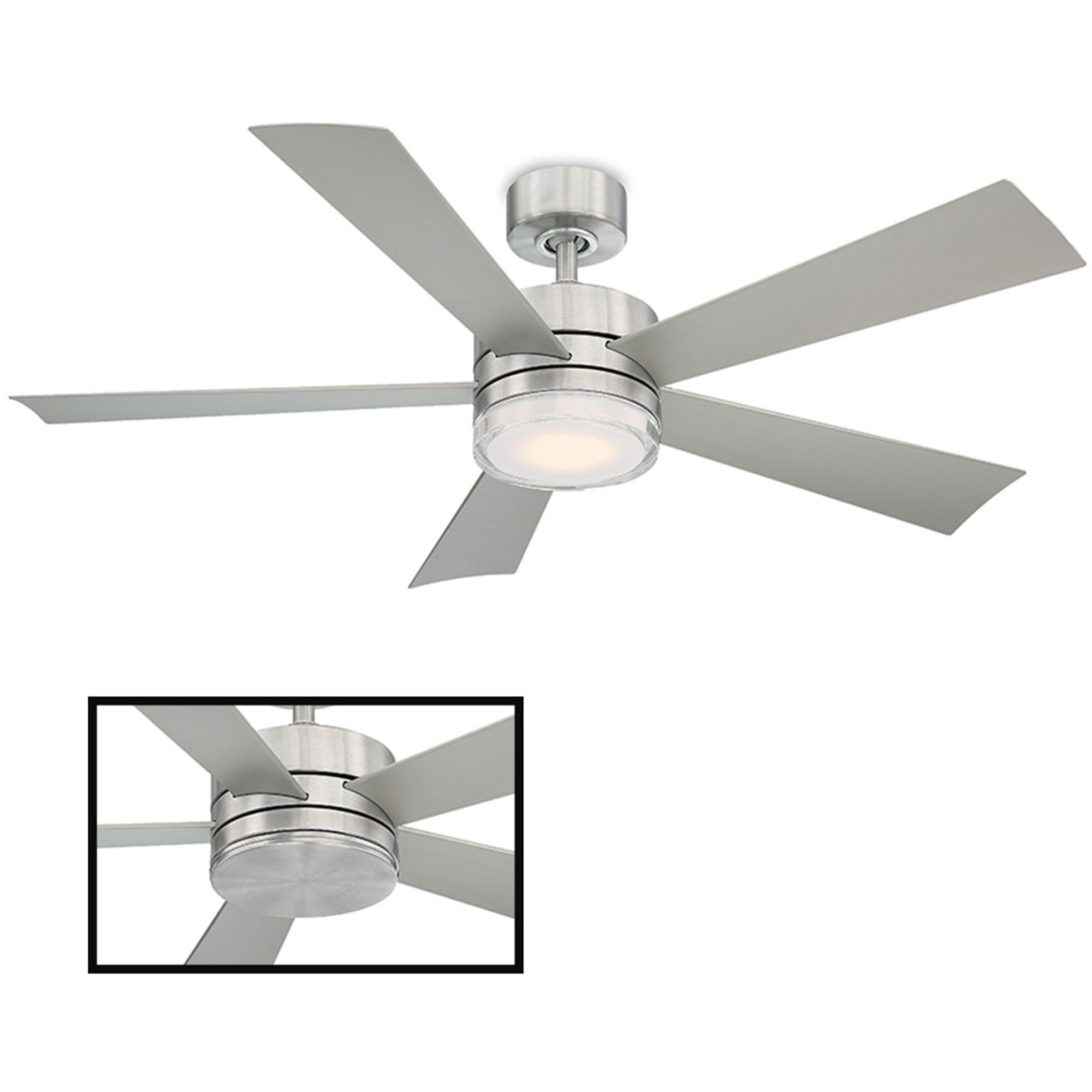 Wynd 52 inch Stainless Steel Downrod Ceiling Fan in 3500K