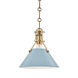 Painted No.2 1 Light 9.5 inch Aged Brass/Blue Bird Pendant Ceiling Light