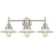 Caden 3 Light 27 inch Satin Nickel Bath Vanity Light Wall Light in Matte White Glass