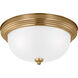 Geary 3 Light 14.5 inch Satin Brass Flush Mount Ceiling Light