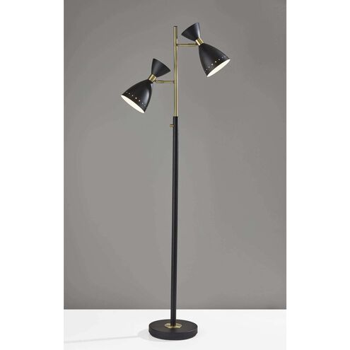 Oscar 68 inch 40.00 watt Black with Antique Brass Tree Lamp Portable Light