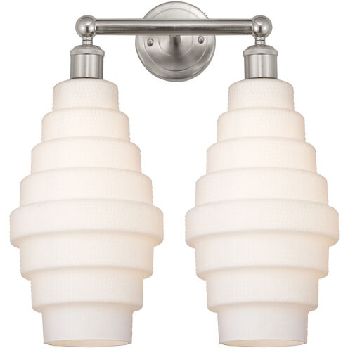 Cascade 2 Light 17 inch Satin Nickel Bath Vanity Light Wall Light in White