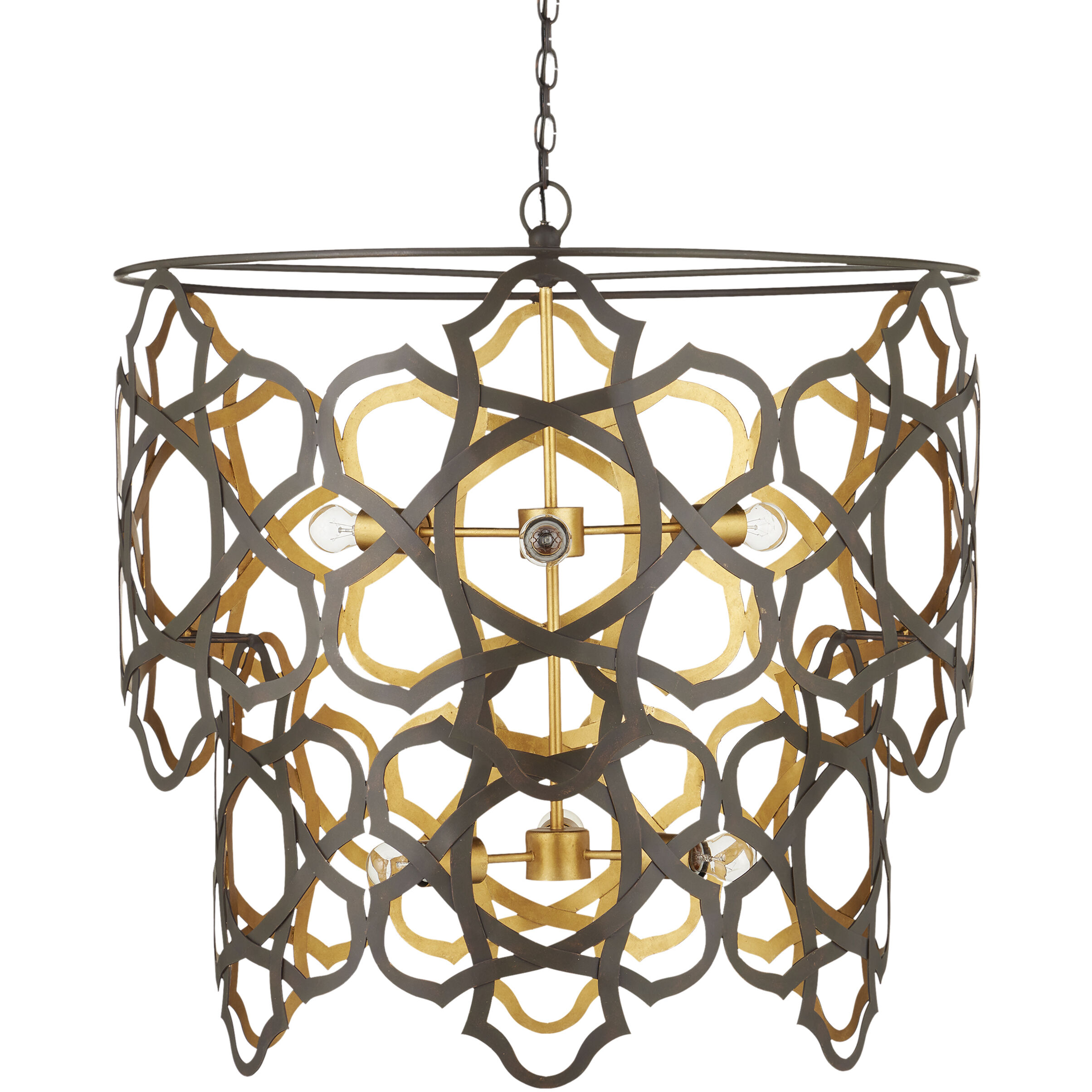 Mauresque 6 Light 32.25 inch Bronze Gold and Contemporary Gold Leaf Chandelier Ceiling Light, Medium