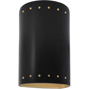 Ambiance 1 Light 9.5 inch Carbon Matte Black and Champagne Gold Outdoor Wall Sconce in Incandescent, Carbon Matte Black/Champange Gold