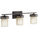 Hendrik 3 Light 24 inch Olde Bronze Wall Mt Bath 3 Arm Wall Light in Light Opal