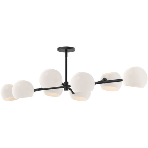 Alora Mood Willow 8 Light 48.25 inch Matte Black Linear Pendant Ceiling Light in Opal Glass
