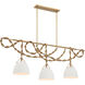 Cordon 3 Light 63.25 inch Legacy Brass Linear Chandelier Ceiling Light