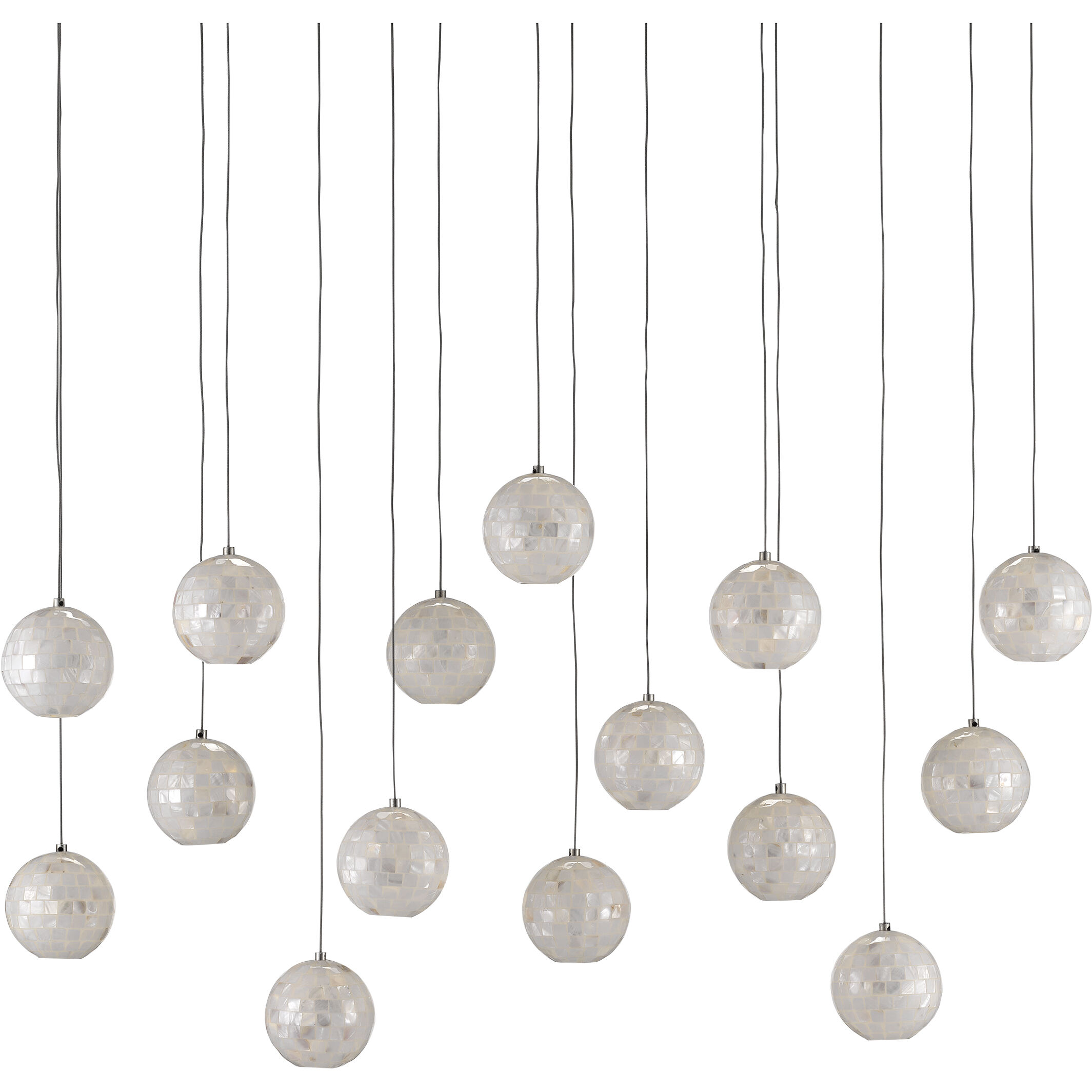 Finhorn 15 Light 48 inch Painted Silver/Pearl Multi-Drop Pendant Ceiling Light