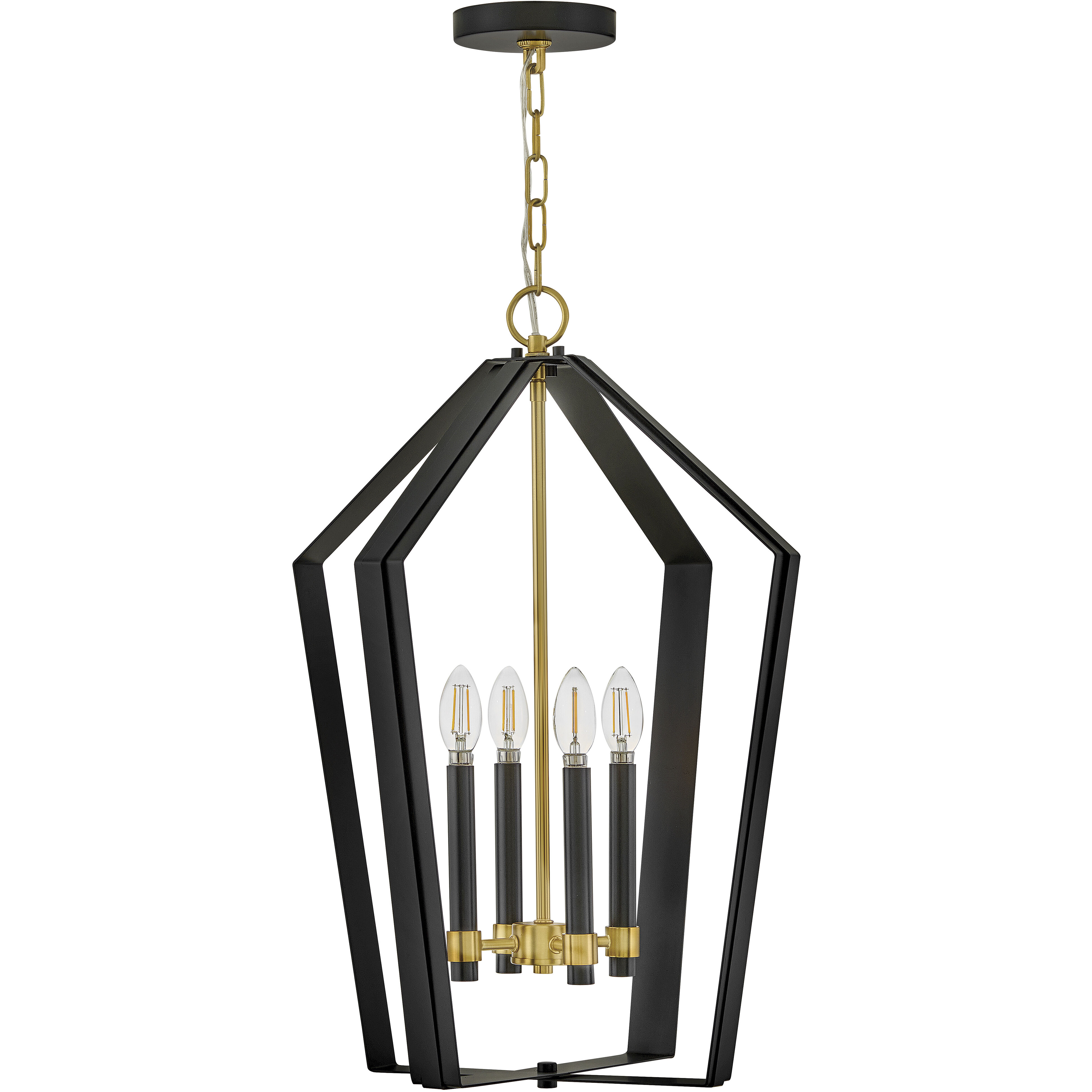 Sammi 4 Light 17 inch Black with Lacquered Brass Pendant Ceiling Light