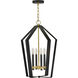 Sammi 4 Light 17 inch Black with Lacquered Brass Pendant Ceiling Light