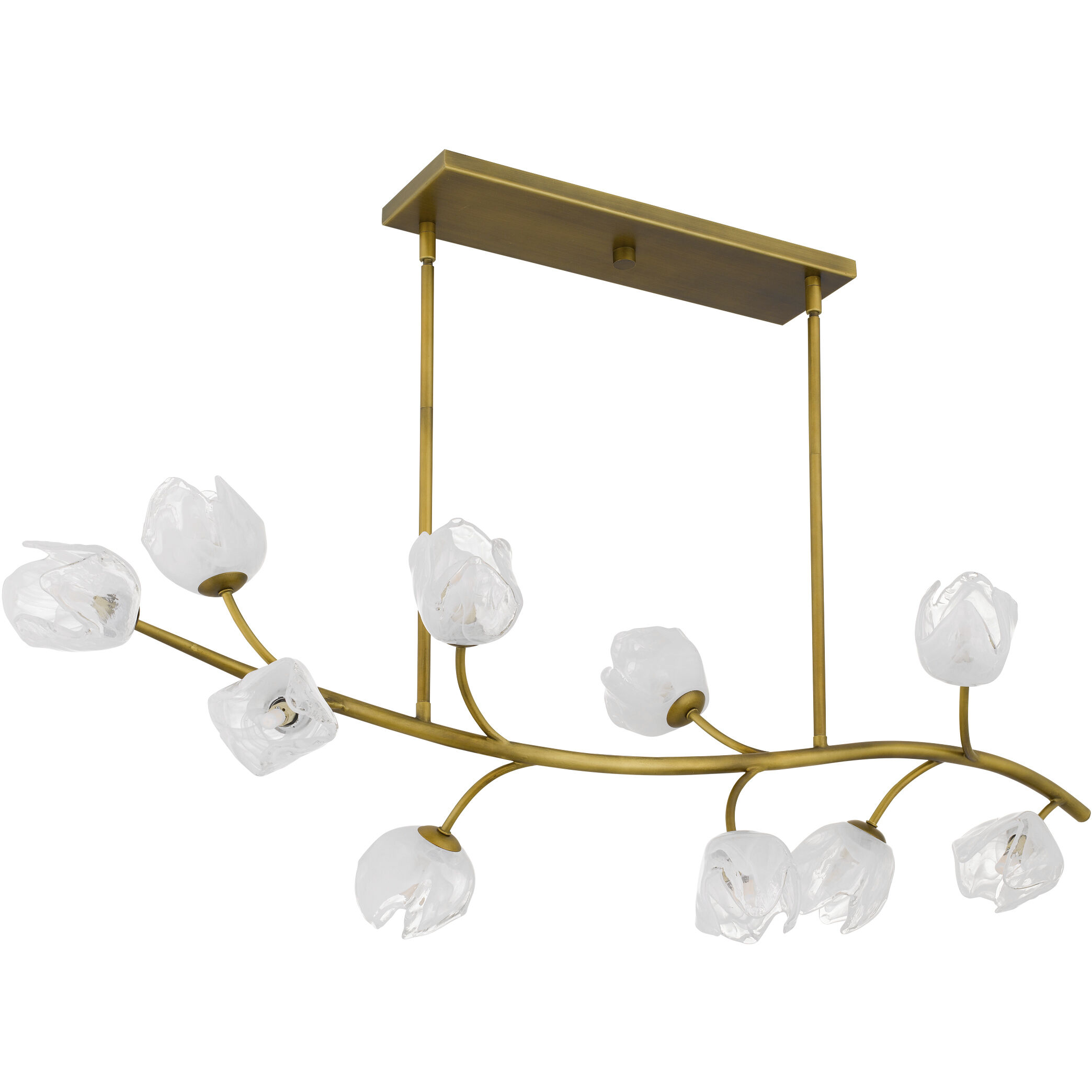 Walker 10 Light 48.5 inch Vintage Brass Island Light Ceiling Light