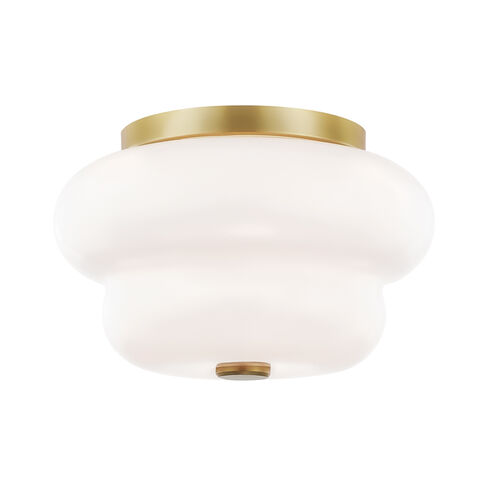 Hazel 2 Light 11 inch Aged Brass Flush Mount Ceiling Light