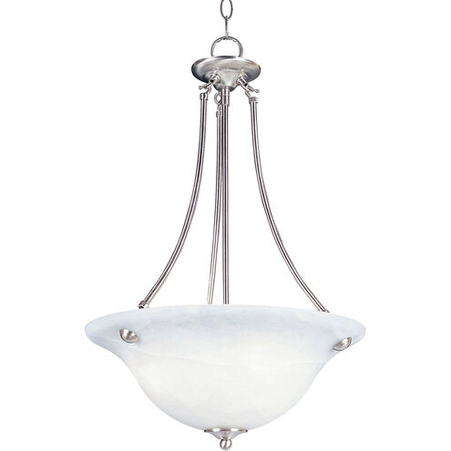 Malaga 3 Light 16 inch Satin Nickel Invert Bowl Pendant Ceiling Light in Marble