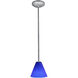 Martini 1 Light 7 inch Brushed Steel Pendant Ceiling Light in Cobalt