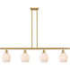 Ballston Norfolk 4 Light 48 inch Satin Gold Island Light Ceiling Light in Matte White Glass