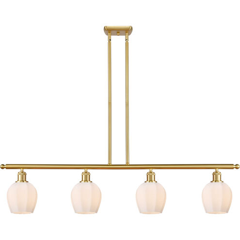 Ballston Norfolk LED 48 inch Satin Gold Island Light Ceiling Light in Matte White Glass