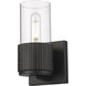 Bolivar 1 Light 4 inch Matte Black Sconce Wall Light in Clear Glass