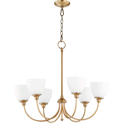 Celeste 6 Light 28 inch Aged Brass Chandelier Ceiling Light, Satin Opal